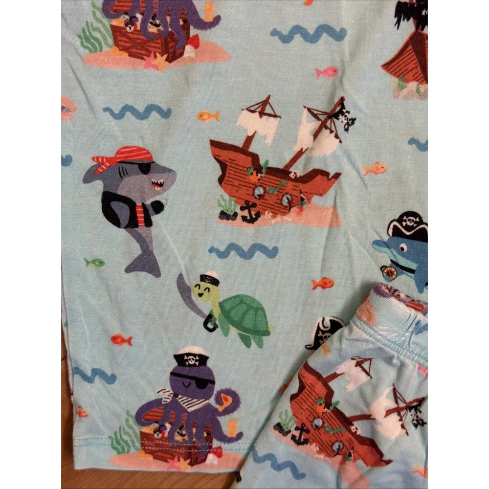 Birdie Bean Baby Boys 18-24 Months Pirates Bamboo Shorts Pajamas Set VGC